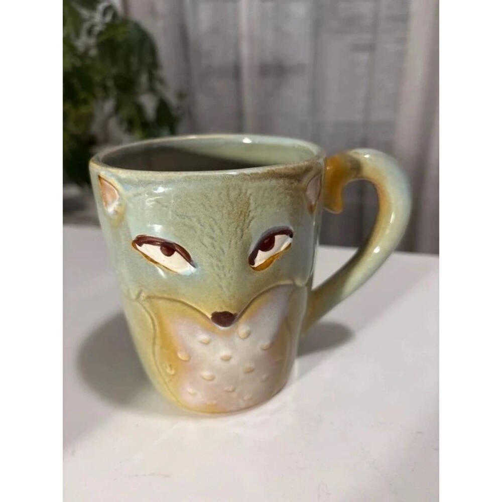 Nature's Home Ceramic Fox 3D Embossed Coffee Mug